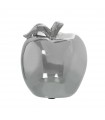 Figurine en céramique argentée représentant une pomme