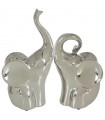 Set 2 figuras elefantes cerámica plateada