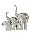 Ensemble de 3 figurines d'éléphants en céramique argentée