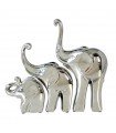 Satz von 3 silbernen Keramik-Elefanten-Figuren