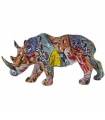 Multicolor graffiti resin rhinoceros figurine