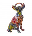 Multicolor graffiti resin dog figurine