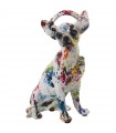 Figurine de chien multicolore en résine graffiti