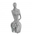 Figure de femme en céramique argentée