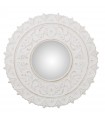 Round mirror 60 cm diameter 60 cm white wood decapé inside diameter 24.5 cm