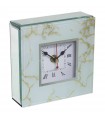 Marble effect white wooden glass table clock