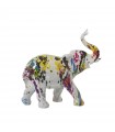 Figurine éléphant multicolore en résine graffiti