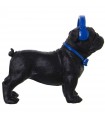 Figurine en résine chien casque noir bleu