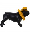 Resin figurine black yellow dog with hat and lettuce the