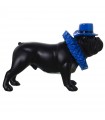 Figurine en résine chien noir bleu avec chapeau et laitue le