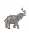 Figura resina elefante plateado granulado con espejitos