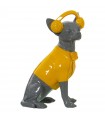 Fones de cabeça de cão de figura de resina amarelo cinzento