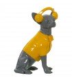 Figura resina perro auriculares gris amarillo