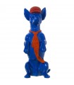 Figurine en résine chien casque bleu orange