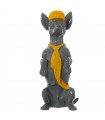 Figura resina perro auriculares gris amarillo