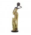 Figurina de resina africana com pantera dourada