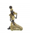 Figura resina africana sentada dorada