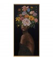 Tableau sur toile en bois 70x140 cm femme fleurs