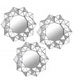 Conjunto de 3 luzes melamínicas de parede com espelho de prata