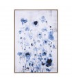Cuadro lienzo impreso flores azules marco natural