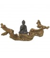 Bouddha en résine sur tronc