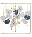 Wall sconce square metal square flowers white gold blue