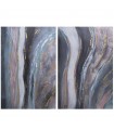 Set of 2 abstract wood canvas paintings 80x120 cm