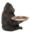 Figura de gorila de resina dourada com bandeja