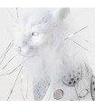Silver white leopard resin figurine with artificial feather
