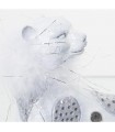 Figurine en résine léopard blanc argenté avec plume artificielle