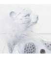 Figura resina leopardo blanco plata con pluma artificial