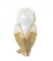 Resin figurine white golden owl with artificial feather