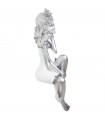 Resin figurine girl sitting silver