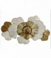 Cuadros flores-apliques metálicos blanco y oro