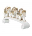 Figurine en résine 3 éléphants blancs dorés avec socle