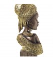 Figura do busto africano em resina dourada