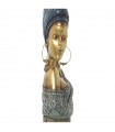Figura busto africana resina azul dorado