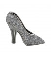 Ceramic heeled shoe figure silver gray