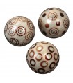 Set di 3 perle di madreperla marrone decorate con cerchi marroni assortiti