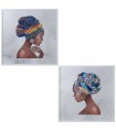 Set of 2 pictures African wood colors 80x80 cm