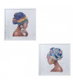 Set 2 cuadros madera africana colores 60x60 cm