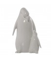 Figura pingüino c/hijo cerámica blanco 32 cm