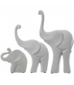 Set di 3 figurine di elefante in ceramica bianco opaco