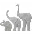 Conjunto de 3 figuras de elefante cerâmico mate branco