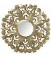Wooden round mirror 90 cm golden, Inside '30 cm