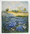 Campiña con flores azules "P. Brosson" - Óleo s/lienzo